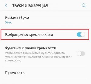 Знімаємо галочку в рядку «Вібрація під час дзвінка»